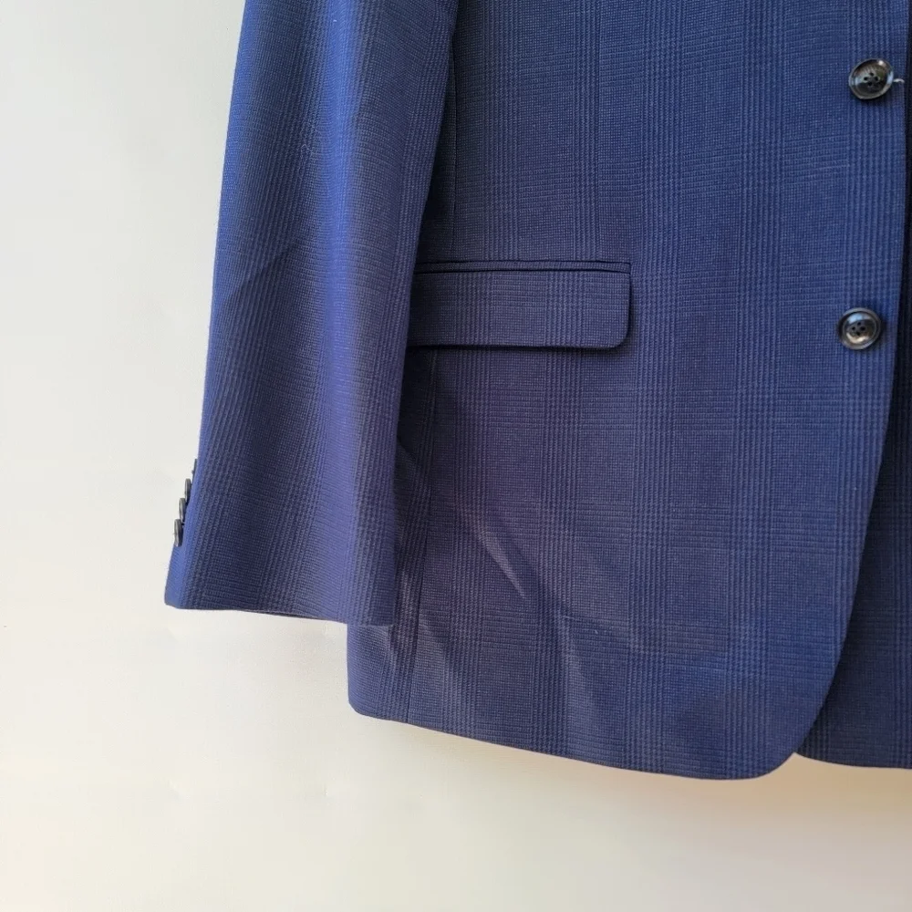 Tommy Hilfiger Navy Blue Blazer Mens 42L Vintage Plaid Preppy Sports Jacket